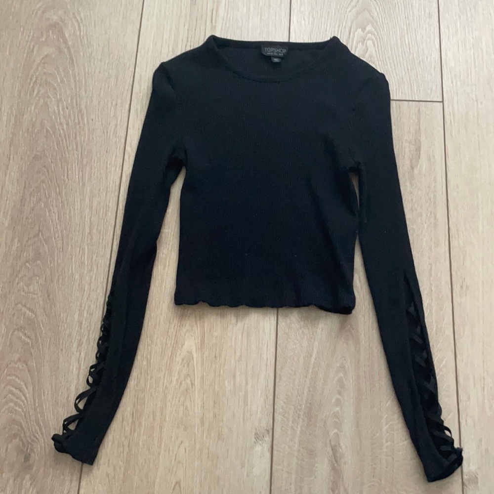 Top Shop crop black long sleeve shirt